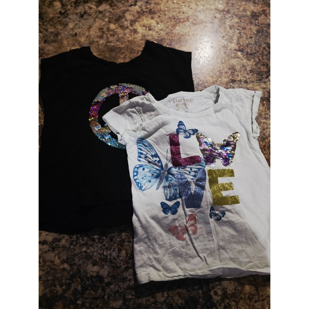 Old Navy Girls Size 6-7. T Shirt. Vigoss Peace Sign Love Size 7/8